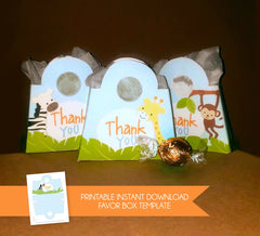 Safari Printable Thank You Favor Box - INSTANT DOWNLOAD - Baby Shower, Birthday, Jungle, Safari Favor Box, Jungle Favor Boxes