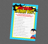 Superhero Who Knows Mommy Best Game - INSTANT DOWNLOAD - Superhero Baby Shower Games, Super Hero, Superheroes