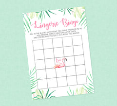 Tropical Lingerie Bingo Shower Game - INSTANT DOWNLOAD - Flamingo Bridal Shower, Lingerie Bingo, Wedding, Luau, Flamingle, Gift Bingo