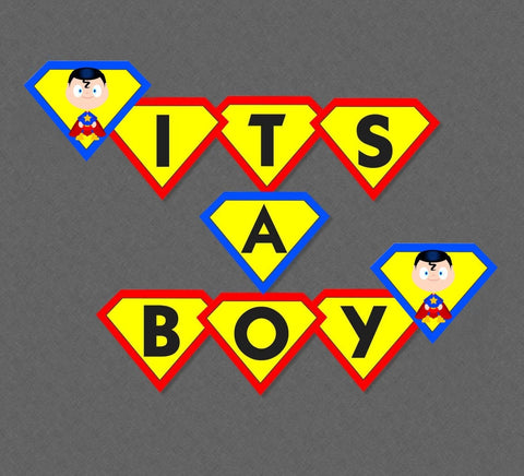 Superhero Baby Shower Hanging Banner - INSTANT DOWNLOAD - Super Hero Baby Shower, Superhero Baby Banner, It's A Boy