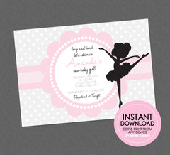 Sweet Ballerina Baby Shower Invitation  - EDITABLE INSTANT DOWNLOAD - Ballerina Baby Shower, Dance Baby Shower, Tiny Dancer, Ballerina