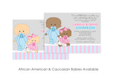 Twin Boy and Girl Baby Shower Invitation - INSTANT DOWNLOAD - Edit & Print From Any Device, Twin Baby Shower Invites, Twins, Pink and Blue