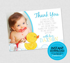 Rubber Duck Photo Thank You - EDITABLE INSTANT DOWNLOAD - Rubber Ducky Thank You, Rubber Duck Birthday Thank You Card, Duckie, Picture