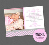 Religious Photo Thank You  - EDITABLE INSTANT DOWNLOAD - Baptism, Christening, First Communion, Confirmation, Thank You Notes, Pink, Girl