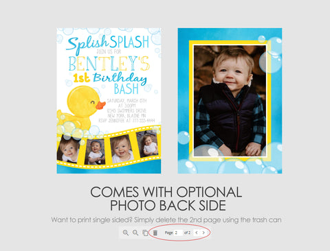 Rubber Duck Birthday Invite - EDITABLE INSTANT DOWNLOAD - Duck Photo Birthday Invitation, Rubber Ducky Picture Invites, Ducky, Duckie