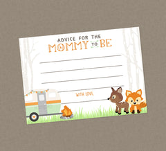 Woodland Camper Advice For Mommy to Be Printable Cards - INSTANT DOWNLOAD - Advice Cards, RV Camper, Baby Shower, Little Camper