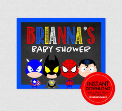 Superhero Baby Shower Sign - EDITABLE INSTANT DOWNLOAD - Superhero Welcome Sign, Super Hero Baby Shower, Superhero Shower, Poster