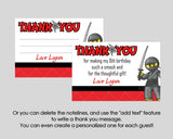 Ninja Birthday Thank You - EDITABLE INSTANT DOWNLOAD - Ninja Thank You Notes, Ninja Thank You Card, Ninja Birthday, Cards