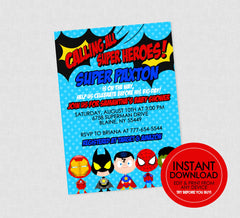 Superhero Baby Shower Invitation - EDITABLE INSTANT DOWNLOAD - Superhero Baby Shower Invite, Superheroes, Super Hero, Comic