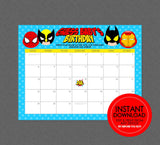 Superhero Guess Baby's Birthday Shower Game - EDITABLE INSTANT DOWNLOAD - Superhero Baby Shower Games, Super Hero, Superheroes