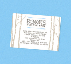 Woodland Books For Baby Book Insert for Invitations - INSTANT DOWNLOAD - Book Instead of a Card, Trees, Forest Animal, No Cards, Blue Camper