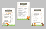 RV Camper Baby Shower Game Pack - INSTANT DOWNLOAD - Woodland Baby Shower Games, Rv Camper, Forest Animals, Camping, Fox, Deer