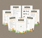 RV Camper Baby Shower Game Pack - INSTANT DOWNLOAD - Woodland Baby Shower Games, Rv Camper, Forest Animals, Camping, Fox, Deer