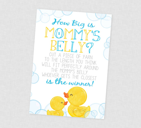 Rubber Duck How Big Is Mommy's Belly Shower Game - INSTANT DOWNLOAD - Duck Baby Shower Games, Belly Measure Game, Duckie, Ducky Baby Shower