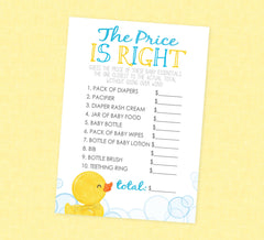 Rubber Duck Price Is Right Shower Game - INSTANT DOWNLOAD - Duck Baby Shower Games, Rubber Ducky Baby Shower, The Price Is Right, Duckie