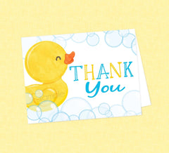 Rubber Duck Thank You Card - INSTANT DOWNLOAD - Rubber Duck Birthday, Rubber Duck Baby Shower, Folded Thank You, Duckie Thank You, Ducky