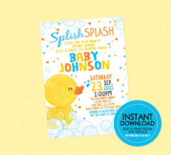 Rubber Duck Baby Shower Invitation - EDITABLE INSTANT DOWNLOAD - Rubber Duckie Baby Shower Invite, Duck Baby Shower Invitations, Ducky