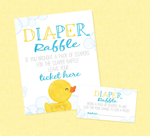 Rubber Duck Baby Shower Diaper Raffle - INSTANT DOWNLOAD - Diaper Raffle Insert, Duck Diaper Raffle, Duck Baby Shower, Ducky, Duckie