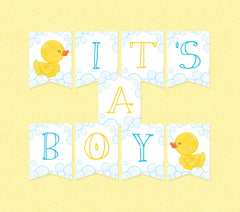 Rubber Duck It's a Boy Hanging Banner - INSTANT DOWNLOAD - Duck Baby Shower, Rubber Duck Baby Shower Decorations, It's a Boy, Ducky, Duckie