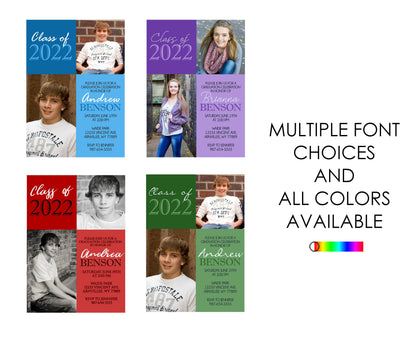 Green Classic 2 Photo Graduation Invitation | ANY COLOR | EDITABLE DIGITAL DOWNLOAD