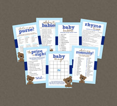 Teddy Bear Baby Shower Game Pack - INSTANT DOWNLOAD - Teddy Bear Baby Shower, Bear Baby Shower Games, Blue Teddy Bear, Price Is Right, Bingo