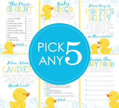 Rubber Duck Baby Shower Games - PICK ANY 5 - 30 Games to Choose From - Ducky, Rubber Duck Baby Shower, Game Pack, Duckie