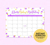 Purple & Gold Guess Baby's Birthday Shower Game - EDITABLE INSTANT DOWNLOAD - Girl Baby Shower Games, Confetti, Purple Baby Games, Gold Foil