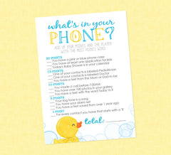 Rubber Duck What's In Your Phone Shower Game - INSTANT DOWNLOAD - Duck Baby Shower Games, Ducky, Whats In Your Phone Game, Duckie