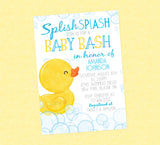 Rubber Duck Baby Shower Invitation, Ducky Baby Shower Invite, Duckie Baby Shower Invitations, Rubber Duck Baby Shower, Ducky, Splash, Boy