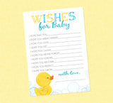 Rubber Duck Wishes for Baby Printable Cards - INSTANT DOWNLOAD - Duck Advice Cards, Rubber Ducky, Wishes for Baby, Duck Baby Shower, Duckie