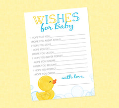 Rubber Duck Wishes for Baby Printable Cards - INSTANT DOWNLOAD - Duck Advice Cards, Rubber Ducky, Wishes for Baby, Duck Baby Shower, Duckie