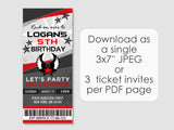 Rockstar Ticket Birthday Invite - EDITABLE INSTANT DOWNLOAD - Rockstar Birthday, Rockstar Party Invitation, Rock Star, Ticket, Red, Boy