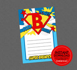 Superhero Birthday Thank You - EDITABLE INSTANT DOWNLOAD - Superhero Emblem, Thank You Card, Super Hero, Thank You Notes, Superhero Birthday