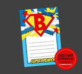 Superhero Birthday Thank You - EDITABLE INSTANT DOWNLOAD - Superhero Emblem, Thank You Card, Super Hero, Thank You Notes, Superhero Birthday