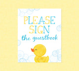 Rubber Duck Guestbook Party Sign - INSTANT DOWNLOAD - Duck Baby Shower, Rubber Ducky Party Signs, Duckie, Birthday