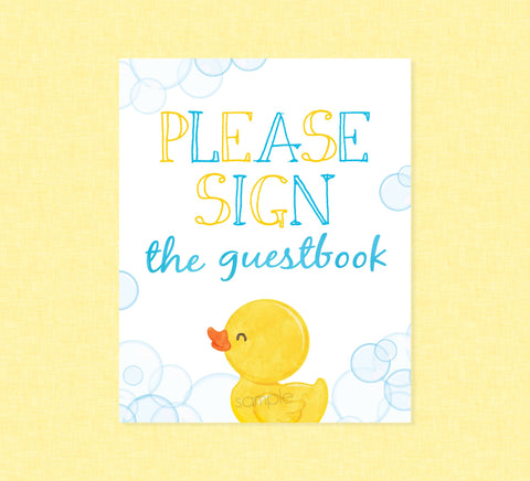 Rubber Duck Guestbook Party Sign - INSTANT DOWNLOAD - Duck Baby Shower, Rubber Ducky Party Signs, Duckie, Birthday