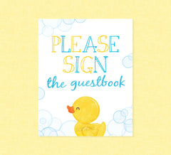 Rubber Duck Guestbook Party Sign - INSTANT DOWNLOAD - Duck Baby Shower, Rubber Ducky Party Signs, Duckie, Birthday