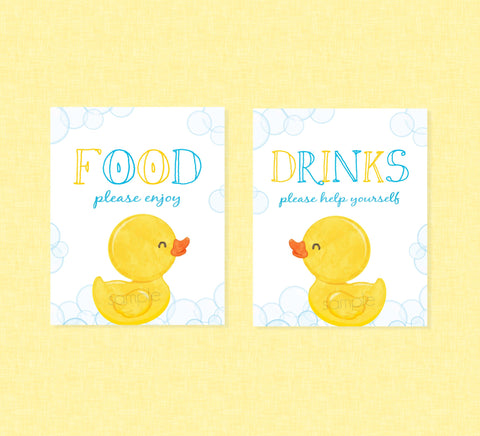 Rubber Duck Food & Drinks Party Signs - INSTANT DOWNLOAD - Duck Baby Shower, Rubber Ducky Party Signs, Duckie, Birthday, Duck Food Sign