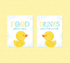 Rubber Duck Food & Drinks Party Signs - INSTANT DOWNLOAD - Duck Baby Shower, Rubber Ducky Party Signs, Duckie, Birthday, Duck Food Sign