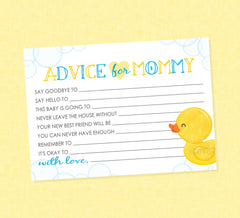 Rubber Duck Advice For Mommy Printable Cards - INSTANT DOWNLOAD - Duck Baby Shower, Duck Advice Cards, Rubber Ducky, Duckie, Advice For Mom