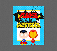 Superhero Guestbook Party Sign - INSTANT DOWNLOAD - Superhero Baby Shower, Superhero Party Signs, Superhero Baby Shower Guestbook