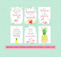 Tropical Flamingo Party Sign Pack - INSTANT DOWNLOAD - Quote Signs, Flamingo Baby Shower, Flamingo Birthday, Luau, Hawaiian, Decorations