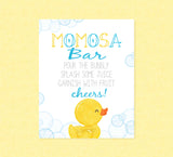 Rubber Duck Momosa Party Sign - INSTANT DOWNLOAD - Duck Baby Shower, Rubber Ducky Party Signs, Duckie, Mimosa Sign