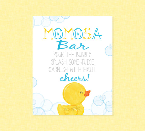 Rubber Duck Momosa Party Sign - INSTANT DOWNLOAD - Duck Baby Shower, Rubber Ducky Party Signs, Duckie, Mimosa Sign