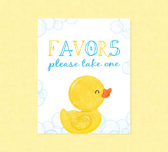 Rubber Duck Favor Party Sign - INSTANT DOWNLOAD - Duck Baby Shower, Rubber Ducky Party Signs, Duckie, Birthday, Duck Favor Sign