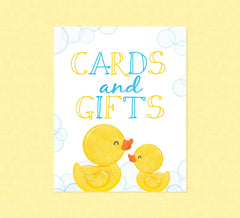 Rubber Duck Cards & Gifts Party Sign - INSTANT DOWNLOAD - Duck Baby Shower, Rubber Ducky Party Signs, Duckie, Birthday, Duck Gifts Sign