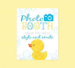 Rubber Duck Photo Booth Party Sign - INSTANT DOWNLOAD - Duck Baby Shower, Rubber Ducky Party Signs, Duckie, Birthday, Photo Booth Sign