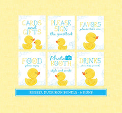 Rubber Duck Party Sign Pack - INSTANT DOWNLOAD - Rubber Duck Party Signs, Duck Baby Shower, Duck Birthday, Ducky, Duckie