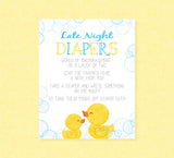 Rubber Duck Baby Shower Late Night Diaper Sign - INSTANT DOWNLOAD - Duck Baby Shower, Advice, Late Night Diapers, Ducky, Duckie