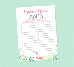 Tropical ABC Baby Items Shower Game - INSTANT DOWNLOAD - Flamingo Baby Shower Games, Baby Abc Game, Luau Baby Shower, Tropical